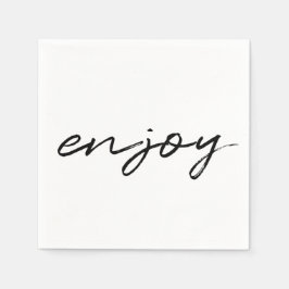 Chic Svartvitt minimalistiskt skript "njut" av Par Pappersservett