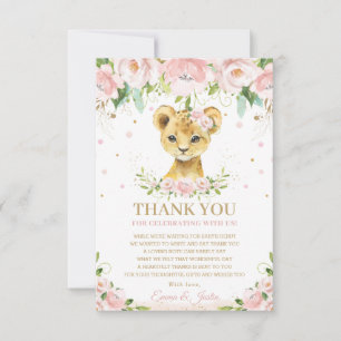 Chic Sweet Lejon  Rosa Blommigt Baby Shower Tack Kort