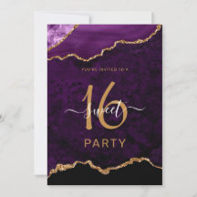 Chic Sweet sixteen Lila Guld Agate Party