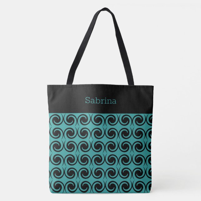 Chic Swirls Monogrammed Tote Bag Tygkasse (Framsida)