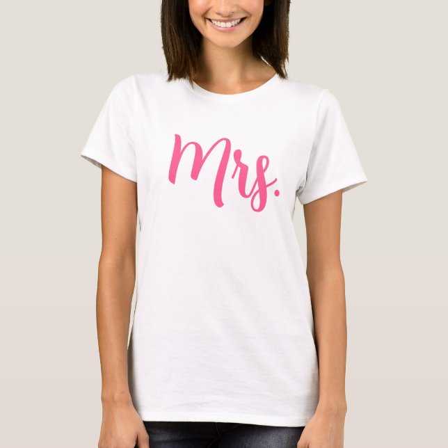 Chic T-Shirt i Rosa Modern Script (Framsida)
