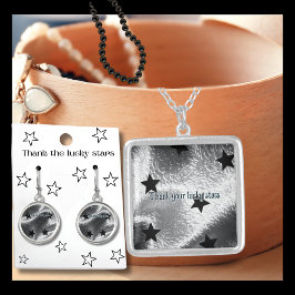 Chic "Tack för dina lyckliga stjärnor" Shiny Grått Silverpläterat Halsband