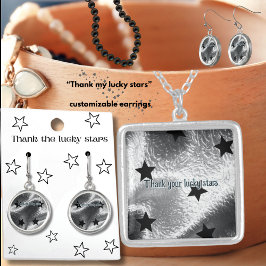 Chic "Tack mina lyckostjärnor" Silver och Black St Örhängen