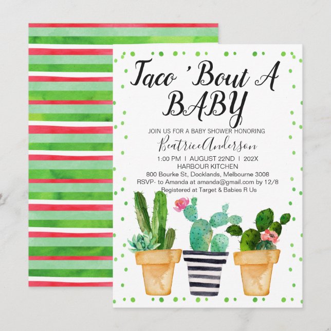 Chic Taco Bout A Baby Baby Shower-inbjudan Inbjudningar (Fram/baksida)