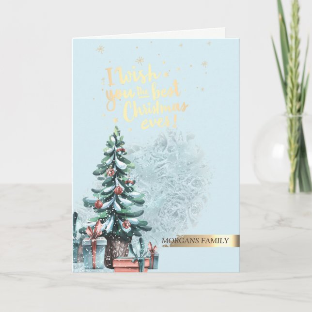 Chic tallig träd jul helgkort (Framsida)