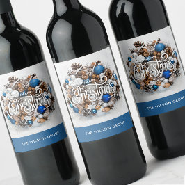 Chic tallrikskrans för julfirande i företag - affä vinflaska etikett