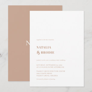 Chic Tan White Wedding-inbjudan Inbjudningar