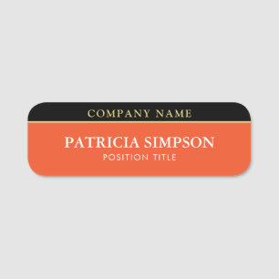 Chic Tangerine Tango Orange & Black: fet och moder Namnbricka