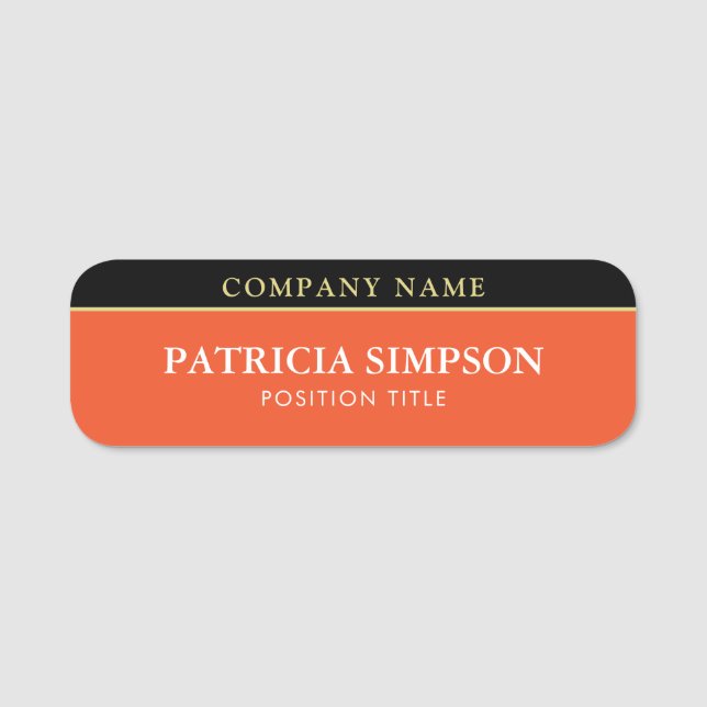 Chic Tangerine Tango Orange & Black: fet och moder Namnbricka (Framsida)