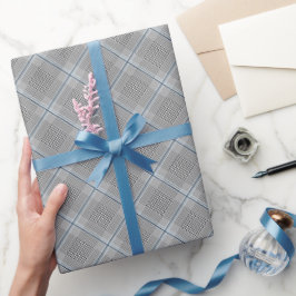 Chic Tartan Blue Grått Black Mönster Presentpapper