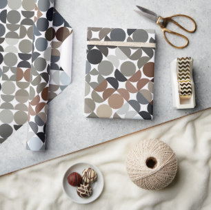 Chic Taupe Beige Grå Tan Brun Cirkel Mönster Presentpapper