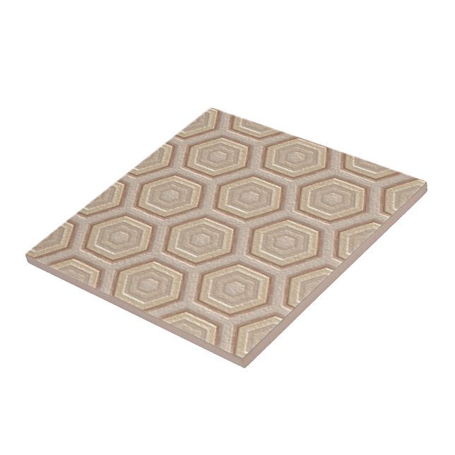 Chic Taupe Beige Tan Brown Honeycomb Mosaic Art Kakelplatta (Sidan)