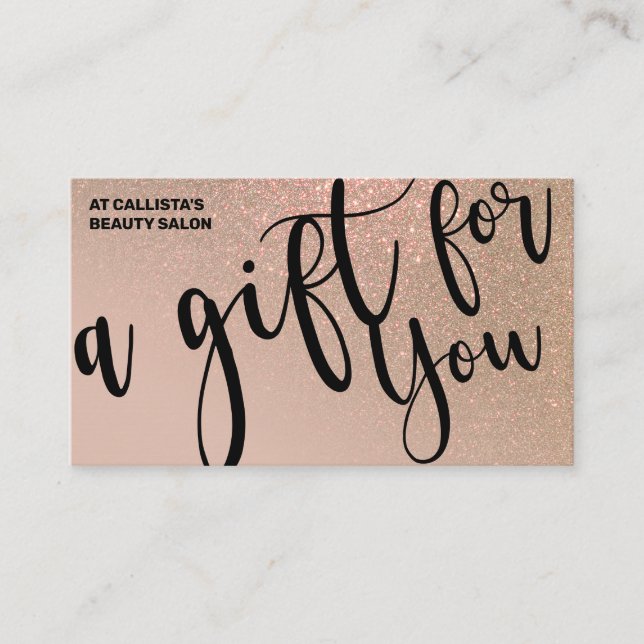 Chic Taupe Guld Glitter Gradient Gift-certifikat f Visitkort (Framsida)