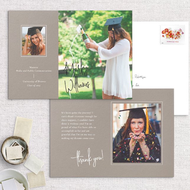 Chic Taupe Namnteckning Studenten-meddelande Inbjudningar (Skapare uppladdad)