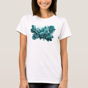 Chic Teal ABSTRAKT KONST Konstnärligt Motiv T Shirt