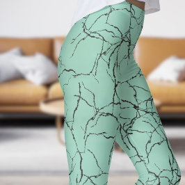 Chic Teal and Black Fracture Mönster Leggings