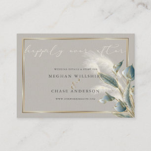 Chic Teal Anthurium och Ivory Pampas Grass Visitkort