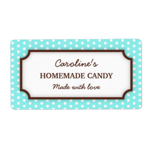 Chic teal aqua polka prits mönster canning burk fraktsedel