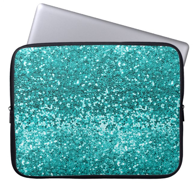 Chic Teal Aqua Turquise Glitter Gnistra Laptop Fodral (Framsidan)