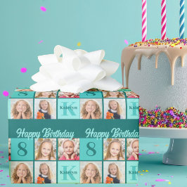 Chic Teal Birthday Party Custom Photo Collage Presentpapper