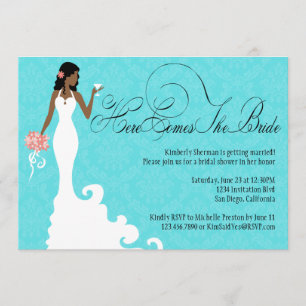 Chic Teal Black Coral Damask kommer hit Inbjudningar