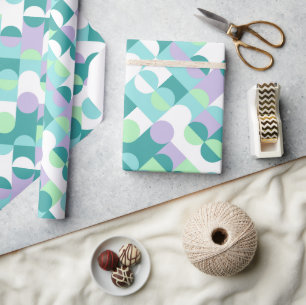 Chic Teal Blue Mint Grönt Circles Art Mönster Presentpapper
