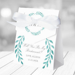 Chic Teal Botanian, kommer du att bli min Bridesma Presentaskar