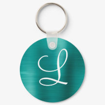 Chic Teal Brushed Metall White Monogram