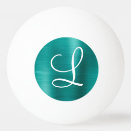 Chic Teal Brushed Metall White Monogram Pingisboll