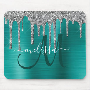 Chic Teal Brushed Metallic Silver Glitter Drives Musmatta