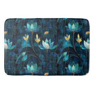 Chic teal chrysanthemum badrumsmatta
