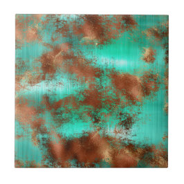 Chic Teal Copper Boho Kakelplatta