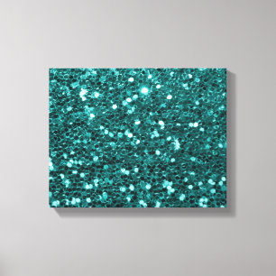 Chic Teal Faux Glitter Canvastryck