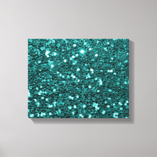 Chic Teal Faux Glitter Canvastryck