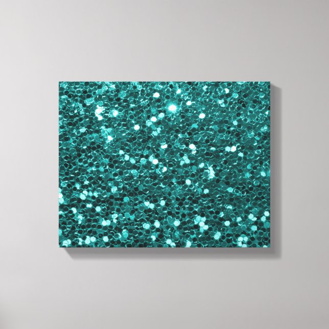 Chic Teal Faux Glitter Canvastryck (Framsida)