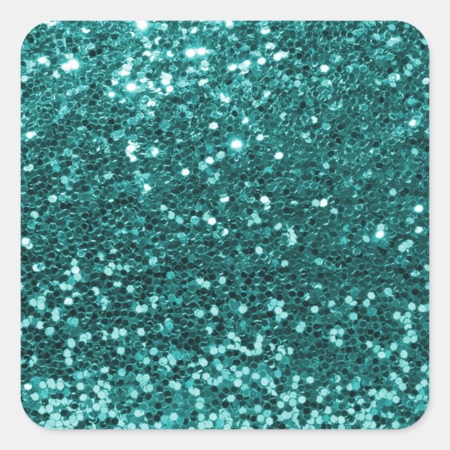 Chic Teal Faux Glitter Fyrkantigt Klistermärke (Framsida)