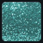 Chic Teal Faux Glitter Fyrkantigt Klistermärke<br><div class="desc">Den glamorösa grönten för teal-faux glitter. OBS! Det här är platt tryckt grafik - inga upphöjda delar</div>