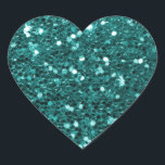 Chic Teal Faux Glitter Hjärtformat Klistermärke<br><div class="desc">Den glamorösa grönten för teal-faux glitter. OBS! Det här är platt tryckt grafik - inga upphöjda delar</div>