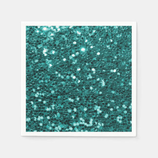 Chic Teal Faux Glitter Pappersservett