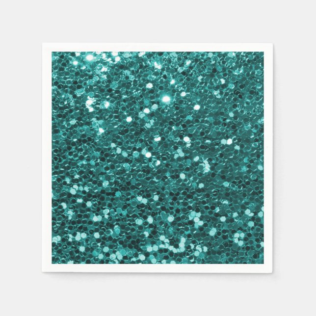 Chic Teal Faux Glitter Pappersservett (Framsidan)