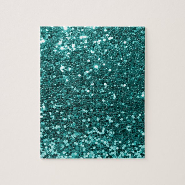 Chic Teal Faux Glitter Pussel (Vertikal)