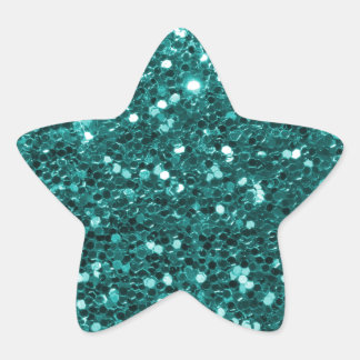 Chic Teal Faux Glitter Stjärnformat Klistermärke