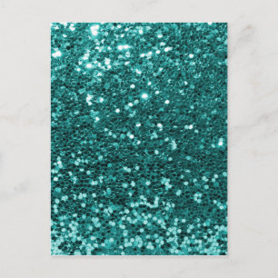 Chic Teal Faux Glitter Vykort