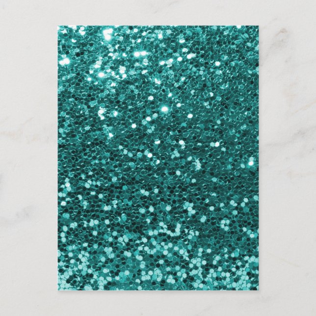 Chic Teal Faux Glitter Vykort (Framsida)