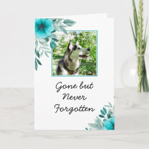 Chic Teal Flowers Pet Photo Sympathy Kort