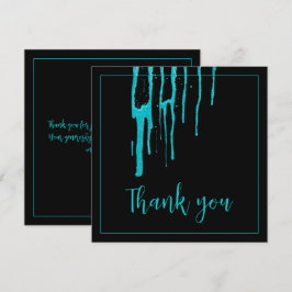 Chic Teal Glitter Drips Sweet 16 Birthday Tack Kort