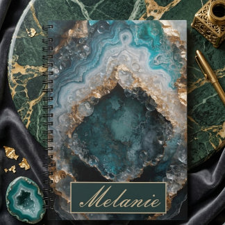 Chic Teal Grön Guld Glitter Personlig Anteckningsb Anteckningsbok