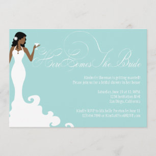 Chic Teal here kommer hit till Bride Shower Inbjud Inbjudningar