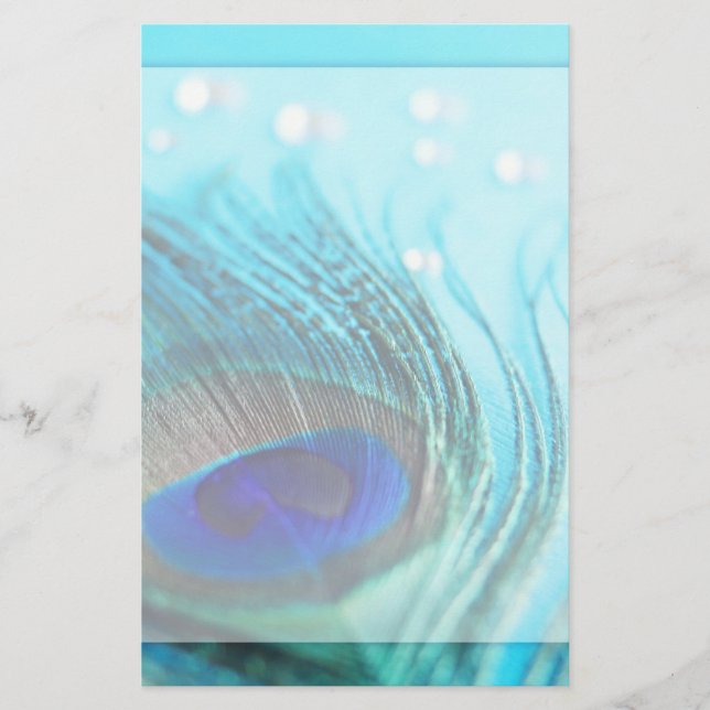 Chic Teal Peacock Jewels Brevpapper (Framsida)
