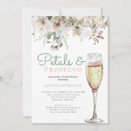 Chic Teal Petals och Prosecco Blommigt Möhippa Inbjudningar
